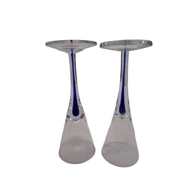 Home Essentials Teardrop Blue Cobalt Stem Cordial NWT Minor Defects A Pair - Picture 12 of 16